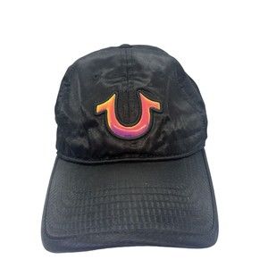 NWOT True Religion Iridescent‎ Horseshoe Logo Black Baseball Cap Hat Unisex